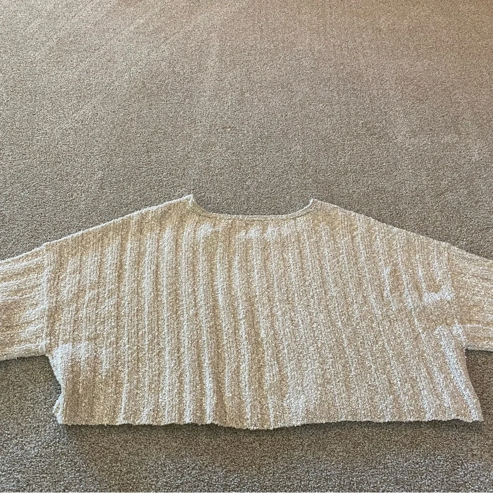 Free People Textured Bouclé Cropped Top in Light Beige - Picture 2 of 7